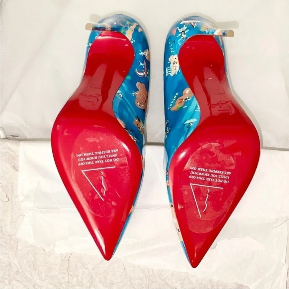 Christian Louboutin Hot Chick pumps 100mm patent blue Greek Odyssey EU36.5